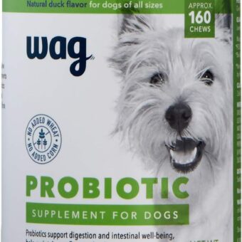Amazon Brand - Wag Probiotic Supplement Chews for Dogs, Natural Duck Flavor, 160 count
