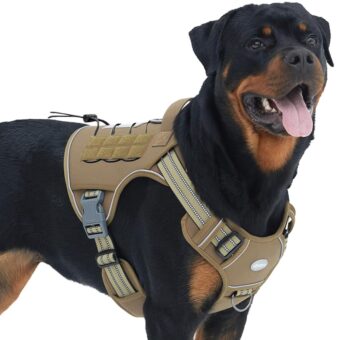 Auroth Tactical Dog Harness for Large Dogs No Pull Adjustable Pet Harness Reflective K9 Working Training Easy Control Pet Vest Military Service Dog Harnesses Army Yellow L