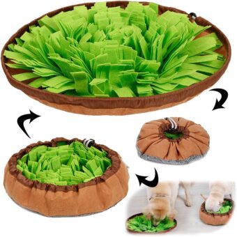 AWOOF Pet Snuffle Mat for Dogs, Interactive Feed Game for Boredom, Encourages Natural Foraging Skills for Cats Dogs Bowl Travel Use, Dog Treat Dispenser Indoor Outdoor Stress...