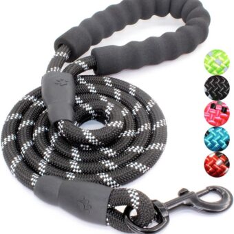 BAAPET 2/4/5/6 FT Dog Leash with Comfortable Padded Handle and Highly Reflective Threads for Small Medium and Large Dogs (5FT-1/2'', Black)