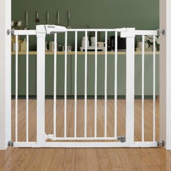 Babelio Baby Gate for Doorways and Stairs, 26''-40'' Auto Close Dog/Puppy Gate, Easy Install, Pressure Mounted, No Drilling, fits for Narrow and Wide Doorways, Safety Gate...