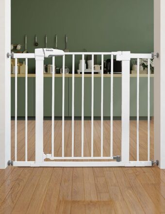 Babelio Baby Gate for Doorways and Stairs, 26''-40'' Auto Close Dog/Puppy Gate, Easy Install, Pressure Mounted, No Drilling, fits for Narrow and Wide Doorways, Safety Gate...