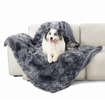 Bedsure Waterproof Dog Blankets for Large Dogs - Calming Cat Blanket for Couch Protector Washable, Long Faux Fur Pet Throw Blanket for Puppy, Reversible Furniture Protection,...
