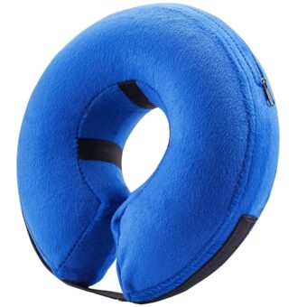 BENCMATE Protective Inflatable Collar for Dogs and Cats - Soft Pet Recovery Collar Does Not Block Vision E-Collar (Large, Blue)