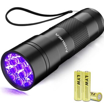 Black Light UV Flashlight,Vansky Blacklight 12 LED Urine Detector For Dog/Cat/Pet Urine & Dry Stains and Bed Bug On Carpets/Rugs/Floor,Matching with Pet Odor Eliminator