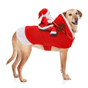 BWOGUE Santa Dog Costume Christmas Pet Clothes Santa Claus Riding Pet Cosplay Costumes Party Dressing up Dogs Cats Outfit for Small Medium Large Dogs Cats