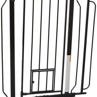 Carlson Extra Tall Walk Through Pet Gate with Small Pet Door, for Openings 29"-39" Wide,Includes 4-Inch Extension Kit, 4 Pack Pressure Mount Kit and 4 Pack Wall Mount Kit, Black