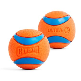Chuckit! Ultra Ball Dog Toy - Small Bouncy Fetch Balls For Dogs 0-20 lbs - Made from Durable Rubber - Floating Water Pet Toys - Size Small - 2-inch Diameter - Pack of 2