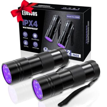 COSOOS 2 Pack UV Flashlight, 12 LED Handheld Blacklight Flashlight 395nm Mini Light Torch Detector for Dog Pet Urine Stains, Bed Bugs and Scorpions. (Batteries not Included)