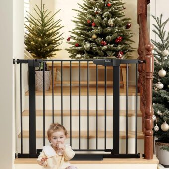 Cumbor 29.7-40.6" Baby Gate for Stairs, Mom's Choice Awards Winner-Dog Gate for Doorways, Pressure Mounted Self Closing Pet Gates for Dogs Indoor, Durable Safety Child Gate with...
