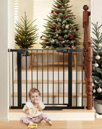 Cumbor 29.7-40.6" Baby Gate for Stairs, Mom's Choice Awards Winner-Dog Gate for Doorways, Pressure Mounted Self Closing Pet Gates for Dogs Indoor, Durable Safety Child Gate with...