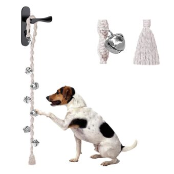 Dog Bells to Go Outside, Adjustable Dog Door Bell, Door Bells for Dogs, Quality Puppy Training Bell. Twisted Style, Beige