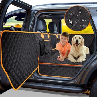 Dog Car Seat Cover for Back Seat, Hard Bottom Car Seat Cover for Dogs with Door Protectors for Traveling and Camping with Pets, Dog Car Seat Cover Waterproof and...