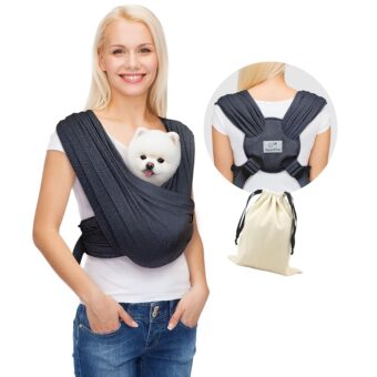 Dog Carrier for Small Dogs, Front Facing Dog Carrier Sling, Hands Free Cat Sling, Size Adjustable, Reducing Back Pain, Soft Cotton, Premium Dog Sling Carrier (Regular, Charcoal...