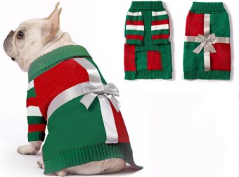 Dog Christmas Sweater for Small Size Dog - Puppy Gift Medium Warm Santa Clothes in Winter, Turtleneck Pullover Design for Boy Girl Pet, Doggies, Cat, Kitten Weiner Bulldog...