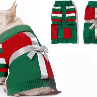 Dog Christmas Sweater for Small Size Dog - Puppy Gift Medium Warm Santa Clothes in Winter, Turtleneck Pullover Design for Boy Girl Pet, Doggies, Cat, Kitten Weiner Bulldog...