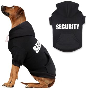 Dog Hoodie Security Dog Sweater Soft Brushed Fleece Dog Clothes Dog Hoodie Sweatshirt with Pocket Dog Sweaters for Large Dogs(XL),Black