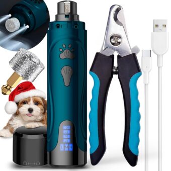 Dog Nail Grinder, Dog Nail Trimmers and Clippers Kit, Super Quiet Electric Pet Nail Grinder, Rechargeable, for Small Large Dogs & Cats Toenail & Claw Grooming,3 Speeds, 2...