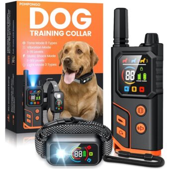 Dog Shock Collar 3300FT with Light for Night Walks, Dog Training Collar with Remote Control, E Collar with Adjustable Pitch Beep,Vibration and Shock,Rechargeable Waterproof...