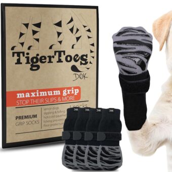 DOK TigerToes Premium Non-Slip Dog Socks for Hardwood Floors - Extra-Thick Grip That Works Even When Twisted - Prevents Licking, Slipping, and Great for Dog Paw Protection -...