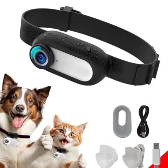 ehomful HD 1080P Cat Camera Collar with Video Record Wireless Mini Sport cam,Small Action Cameras,Body Camera for Pet Supplies/Stuff,Outdoor/Inoor Birthday Gift No WiFi