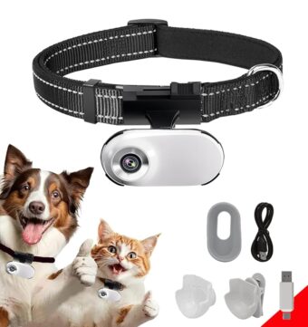 ehomful HD 1080P Cat Camera Collar with Video Record Wireless Mini Sport Cam,Small Action Cameras,Body Camera for Pet Supplies/Stuff,Outdoor/Inoor Birthday Gift no WiFi