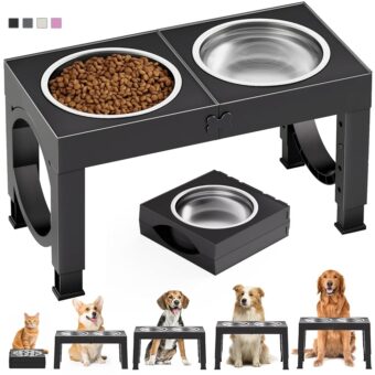 Elevated Dog Bowls Large Breed XiaZ Raised Dog Bowl Stands Large Medium Sized Dog 2 Large Elevated Dog Food Water Bowl Stand Set Black Raised Pet Feeder Adjustable Dog Dish...