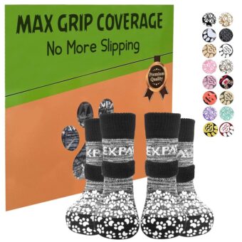 EXPAWLORER Anti-Slip Dog Socks to Prevent Licking Paws,Dog Shoes for Hot/Cold Pavement,Best Paw Protector Traction Control on Hardwood Floor,Dog Booties for Puppy Small Medium...