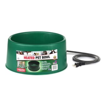 Farm Innovators 1.5-Gal Heated Pet Water Bowl for Dogs & Cats, Anti-Chew Cord, 60W, Green