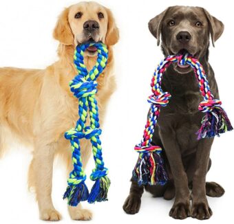 Feeko Dog Rope Toys for Large and Medium Aggressive Chewers, 2 Pack Heavy Duty Dog Rope Toy for Large Breed, Indestructible Dog Chew Toys, Tug of War Dog Toy, 100% Cotton Teeth...