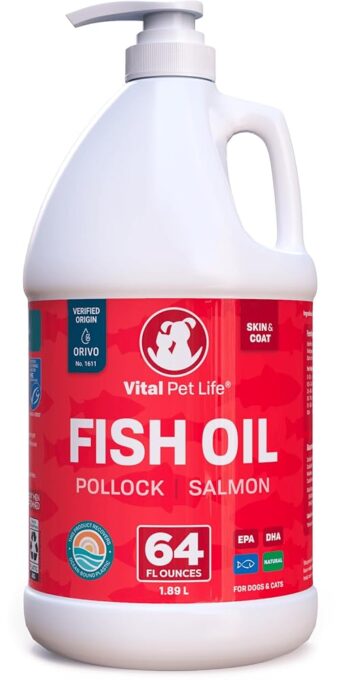 Fish Oil for Dogs - Healthy Skin & Coat, Salmon, Pollock, All Natural Supplement for Pets, Itching Scratching Allergy & Inflammation Defense, Omega 3 EPA DHA, Brain & Heart...