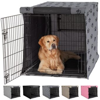 Gorilla Grip Dog Crate Covers compatible with Amazon Basics Dog Crates, All Sides Open, Privacy Cover Fits 42" Wire Kennel, Breathable Mesh Windows, Light Reducing Puppy...