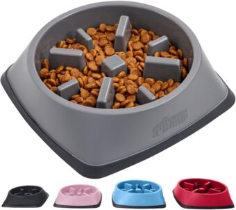 Gorilla Grip Slow Feeder Dog and Cat Bowls, Interactive Puzzle Toy for Dogs and Cats Food Training, Keeps Pets Busy and Prevents Puppy Overeating, Large, Small Breeds, 100% BPA...