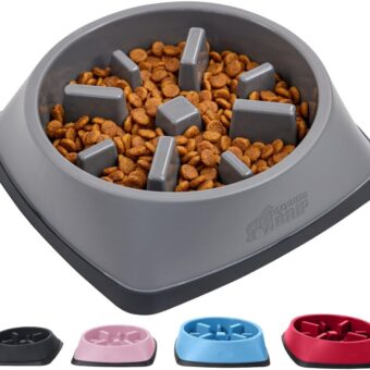 Gorilla Grip Slow Feeder Dog and Cat Bowls, Interactive Puzzle Toy for Dogs and Cats Food Training, Keeps Pets Busy and Prevents Puppy Overeating, Large, Small Breeds, 100% BPA...