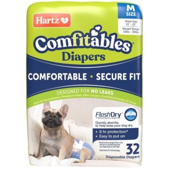 Hartz Disposable Dog Diapers, Size M 32 count, Comfortable & Secure Fit, Easy to Put On