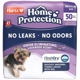 Hartz Home Protection Lavender Scented Dog Pads, 50 count, Super Absorbent & Won't Leak, Odor Eliminating