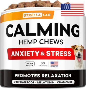 Hemp Calming Chews for Dogs - Dog Calming Treats - Anxiety Relief Treats - Dog Calming Chews - Stress - Sleep Calming Aid - Health & Wellness Supplements for Dog Separation...