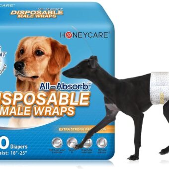 HONEY CARE All-Absorb A25 Male Dog Wrap, 50 Count, Medium, White