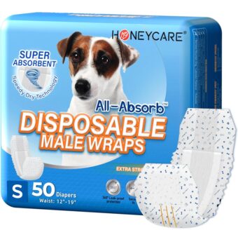 HONEY CARE All-Absorb A26 Male Dog Wrap, 50 Count, Small