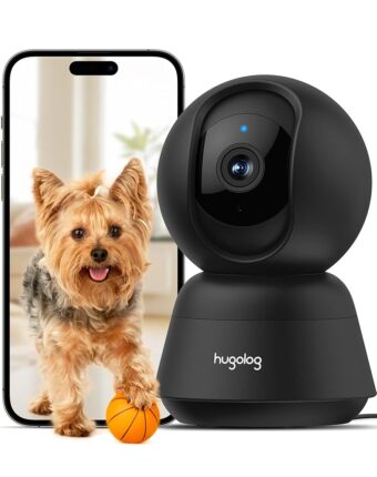 Hugolog 3K 5MP Indoor Pan/Tilt Security Camera with Auto-Focus,Ideal for Baby Monitor/Pet Camera/Home Security,Starlight Color Night Vision,Human/Pet AI,Two-Way Audio,US...