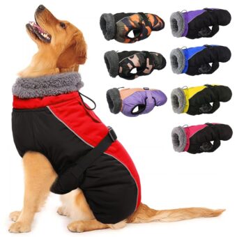 IECOii Extra Warm Dog Coat Reflective Adjustable Dog Jacket Dog Winter Coat with Buckle Fleece Turtleneck Dog Jacket for Cold Weather Soft Winter Coat for Small Medium Extra...