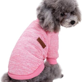 Jecikelon Dog Clothes Dogs Sweater Soft Puppies Clothing Winter Puppy Sweaters Warm Outfit for Dogs Small XXS XS Cat Apparel (Pink, S)