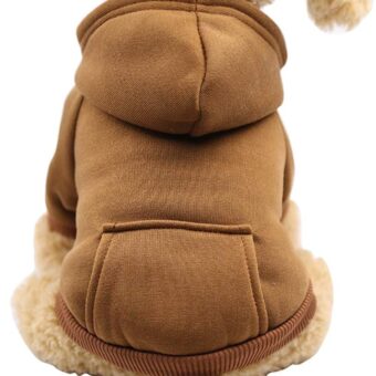 Jecikelon Winter Dog Hoodie Sweatshirts with Pockets Warm Dog Clothes for Small Dogs Chihuahua Coat Clothing Puppy Cat Custume (Small, Coffee)