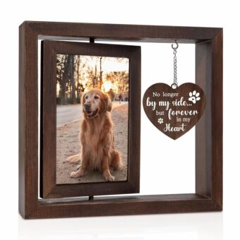 Jigfoxy Pet Memorial Gifts for Dogs Cats - Rotating Wooden Picture Frame for 4x6 Photo - Dog Memorial Gifts for Loss of Dog - Loss of Dog Sympathy Gift - Dog Bereavement...