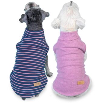 KYEESE 2Pack Dog Sweater Pullover Dog Sweaters for Small Dogs Girl Soft Dog Clothes Stretchy Dog Sweatshirt Warm Dachshund Clothes Small Dog Sweaters Turtleneck Dog Coats