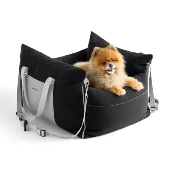 Lesure Small Dog Car Seat for Small Dogs - Waterproof Dog Booster Seat for Car with Storage Pockets, Clip-On Safety Leash and Thickened Memory Foam Filling, Pet Travel Carrier...