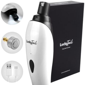 LuckyTail Pet Nail Grinder for Dogs and Cats - Super Quiet and Low Vibration Electric Dog Nail Grinder with 2 LED Lights - USB Rechargeable and Cordless - 2 Speeds - Small to...