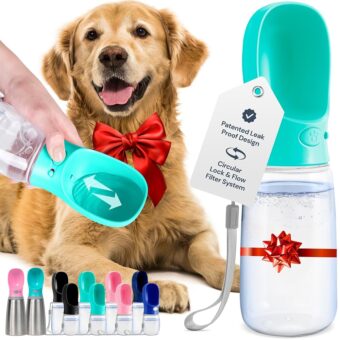 MalsiPree Dog Water Bottle Portable - Lightweight Water Bottle for Dogs - Dog Travel Water Bottle with Bowl - Dog Walking Accessories (19OZ, Blue) - Leak Proof Dog Portable...