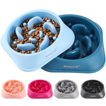MateeyLife Slow Feeder Dog Bowls 2PCS, Anti-Choking Puzzle Dog Food Bowls, Anti-Slip Interactive Dog Feeding Bowls Slow Down Eating, Bloat Stop Maze Dog Dishes for All Breeds...