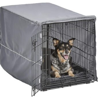 MidWest Homes for Pets Double Door Dog Crate Kit Includes One Two-Door Crate, Matching Gray Bed & Gray Crate Cover, 36-Inch Kit Ideal for Medium Dog Breeds